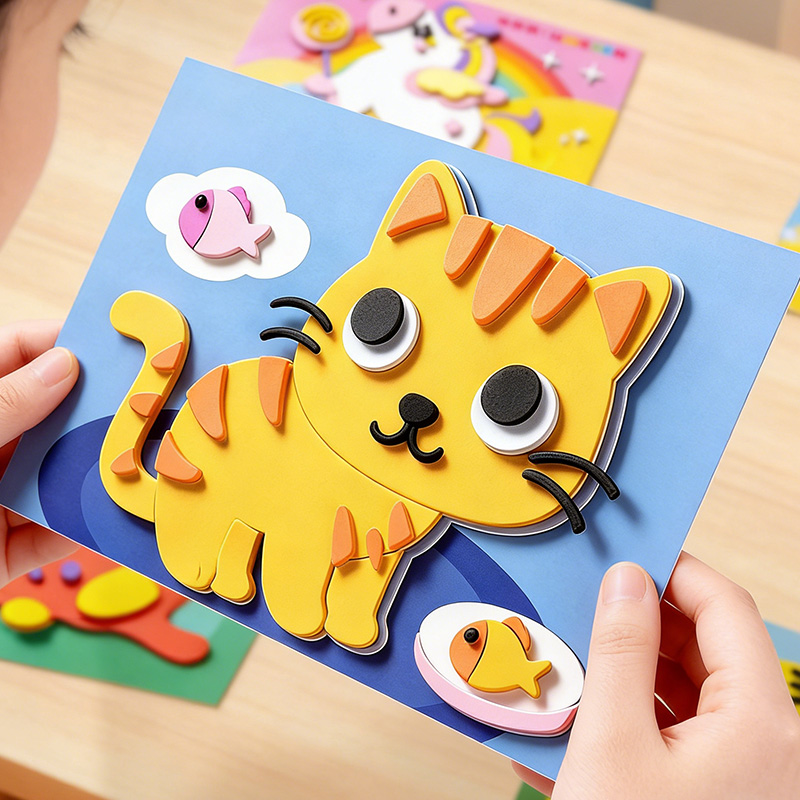 Science Project Diy - 3D-Aufkleber für Kinder, 10 Zufallsbögen, Einweg,